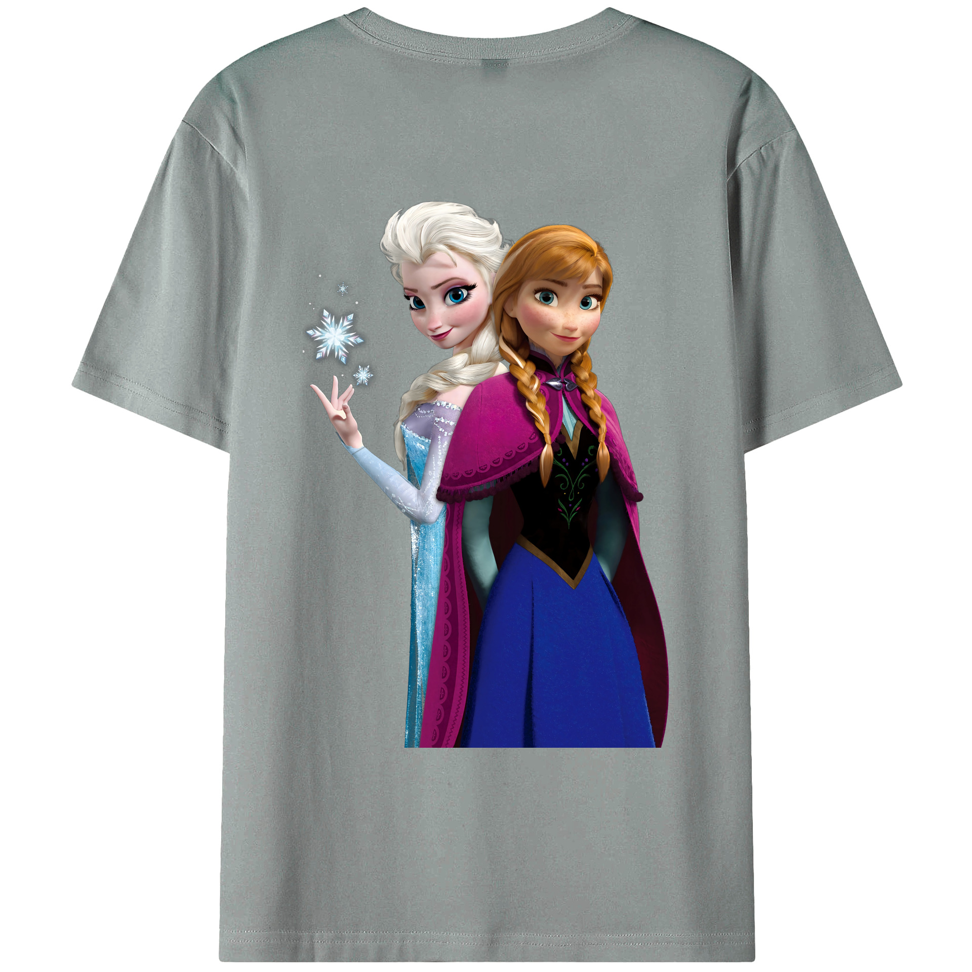 （画像用） アナと雪の女王 アンナ エルサ Frozen Anna Elsa 綿100％ メンズ半袖Tシャツ（バックプリント） 通気性
